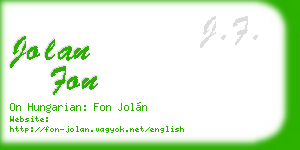 jolan fon business card