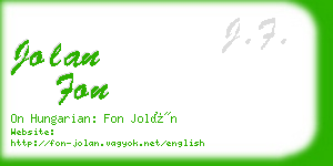 jolan fon business card